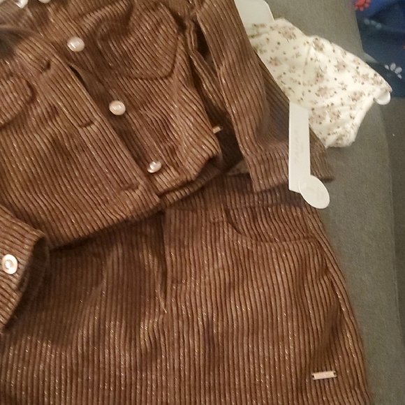 Tahari Girl Brown Corduroy Jacket and Skirt Set - Picture 7 of 15